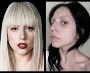 Леди Гага с макияжем и без